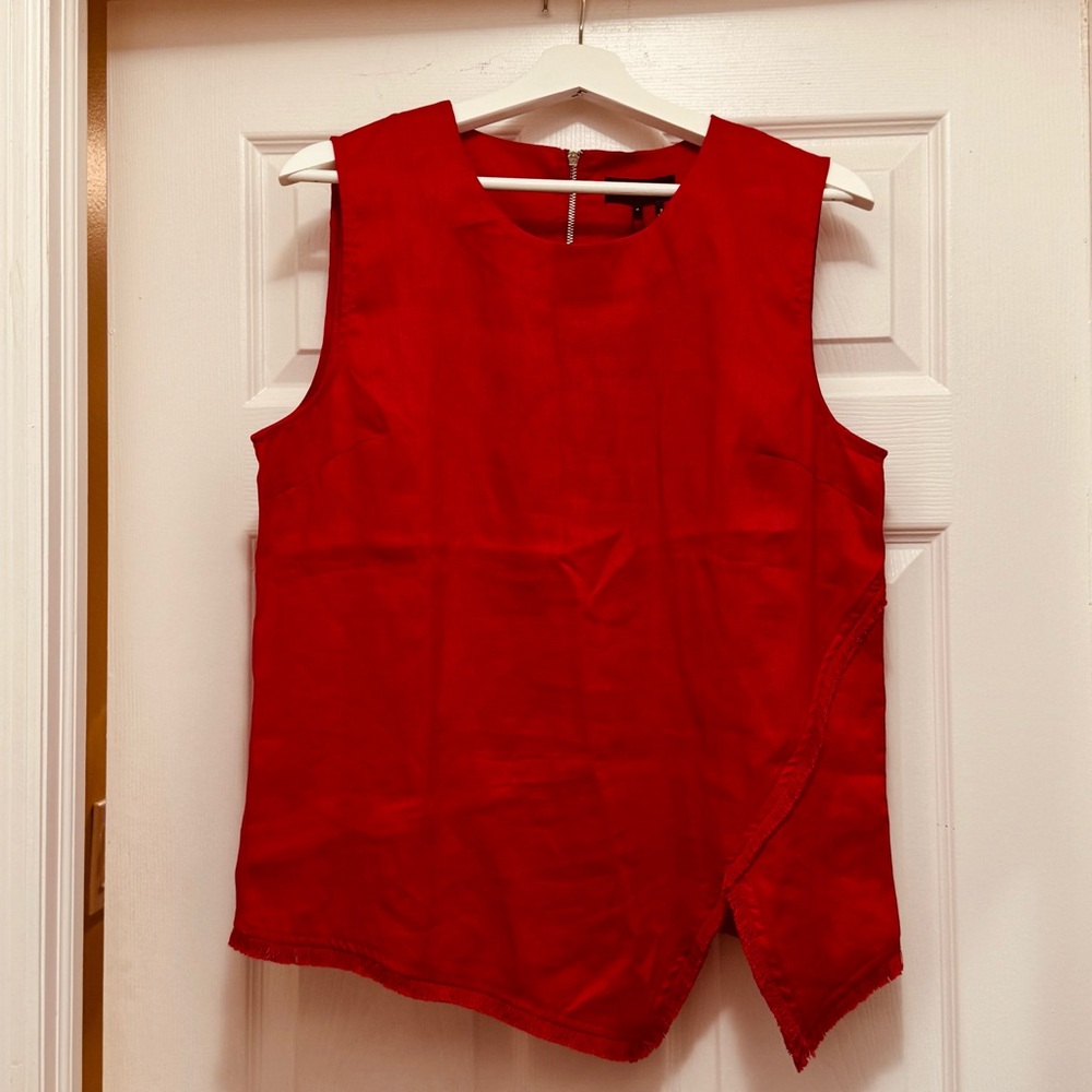 DKNY Red Asymmetrical Tank Top